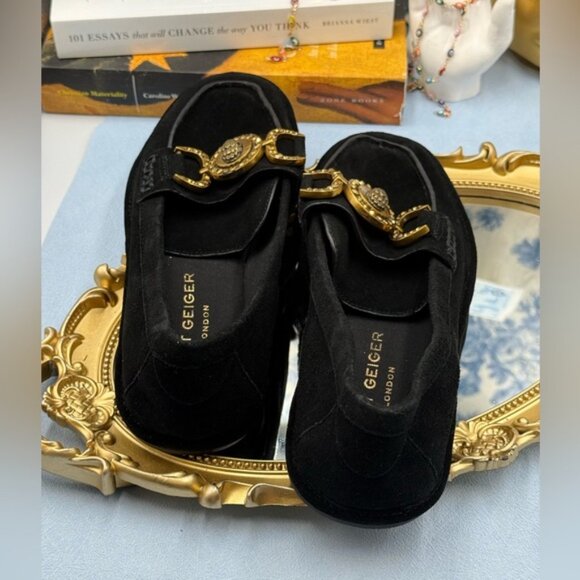🆕 KURT GEIGER LONDON 🧿 NWOB Mansion Suede Soft Bit Buckle Loafers, Black, Sz 7 - Picture 10 of 13